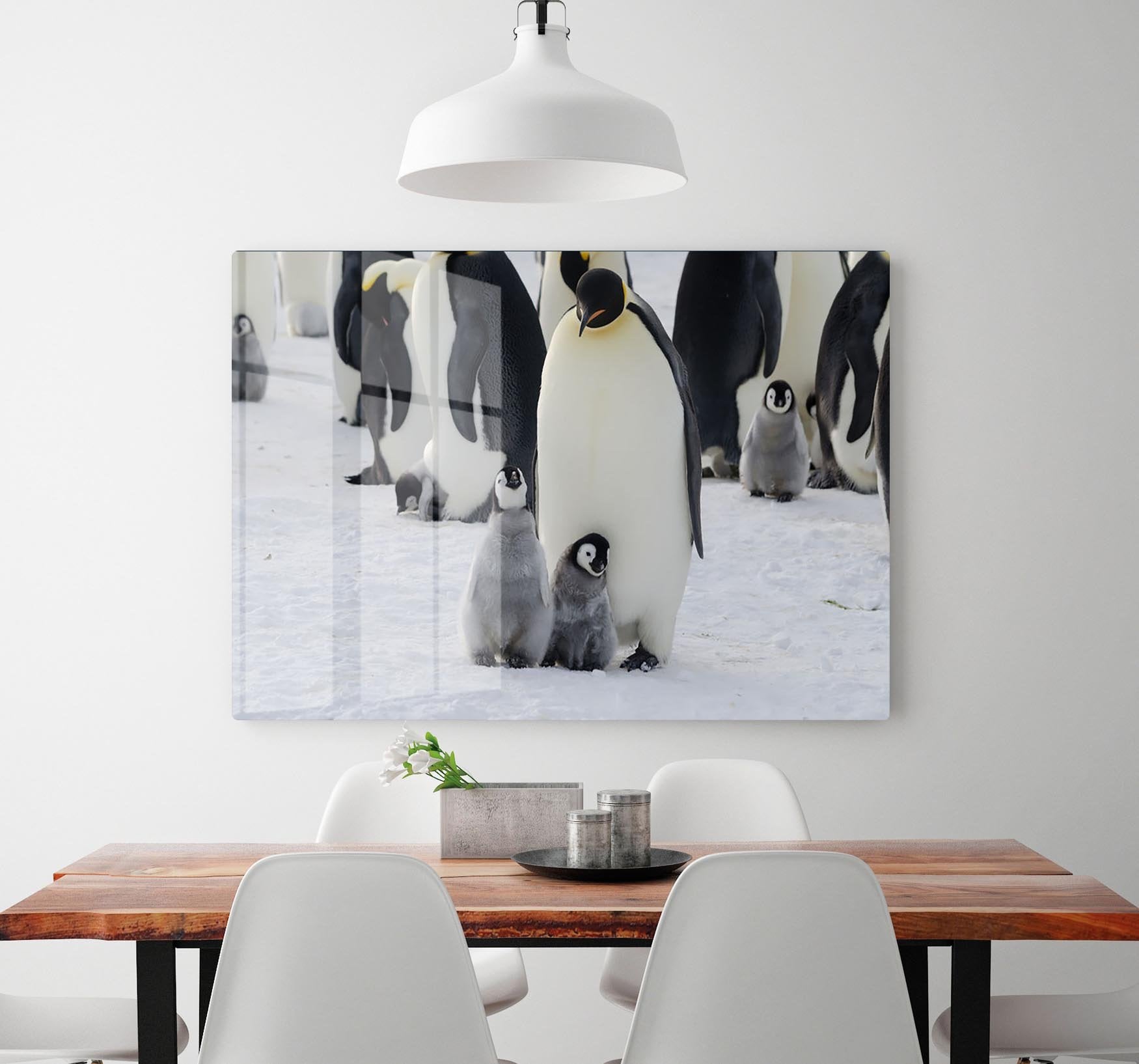 Emperor Penguin Parent and Chicks HD Metal Print - Canvas Art Rocks - 2