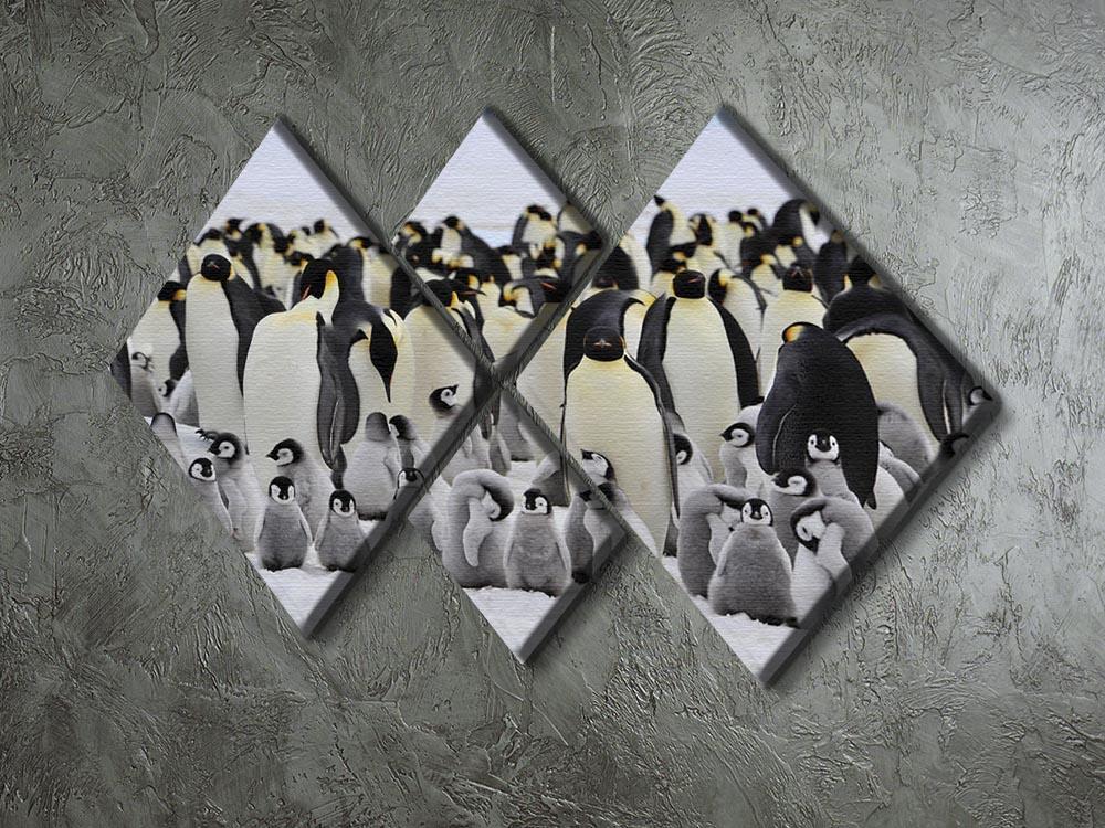 Emperor Penguins with chick 4 Square Multi Panel Canvas - Canvas Art Rocks - 2