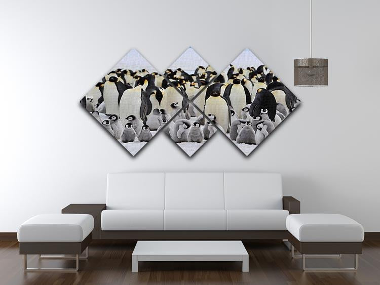 Emperor Penguins with chick 4 Square Multi Panel Canvas - Canvas Art Rocks - 3