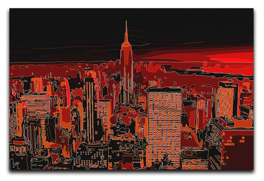 Empire State Building At Night Print - Canvas Art Rocks - 1