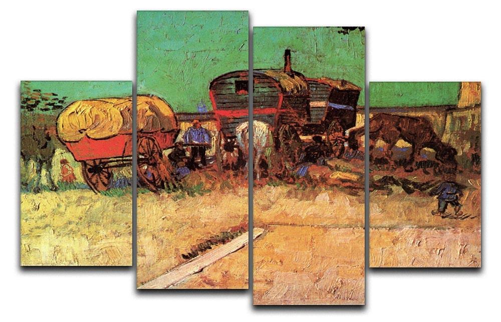 Encampment of Gypsies with Caravans by Van Gogh 4 Split Panel Canvas  - Canvas Art Rocks - 1