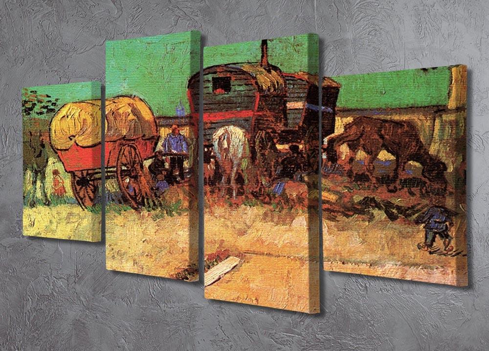 Encampment of Gypsies with Caravans by Van Gogh 4 Split Panel Canvas - Canvas Art Rocks - 2
