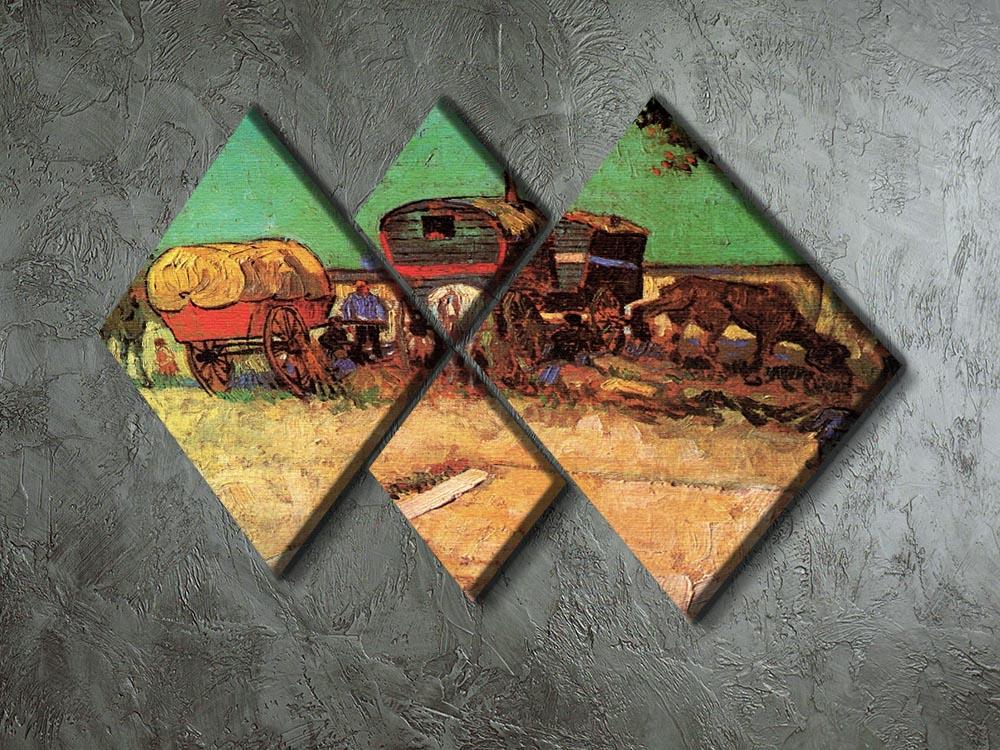Encampment of Gypsies with Caravans by Van Gogh 4 Square Multi Panel Canvas - Canvas Art Rocks - 2