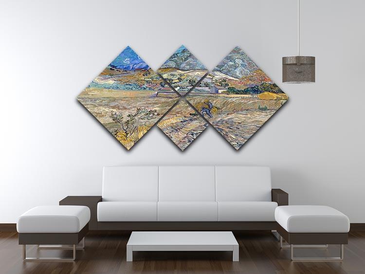 Enclosed Field with Peasant 4 Square Multi Panel Canvas - Canvas Art Rocks - 3