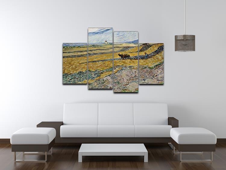 Enclosed Field with Ploughman 4 Split Panel Canvas - Canvas Art Rocks - 3