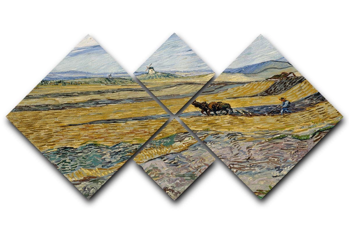 Enclosed Field with Ploughman 4 Square Multi Panel Canvas  - Canvas Art Rocks - 1
