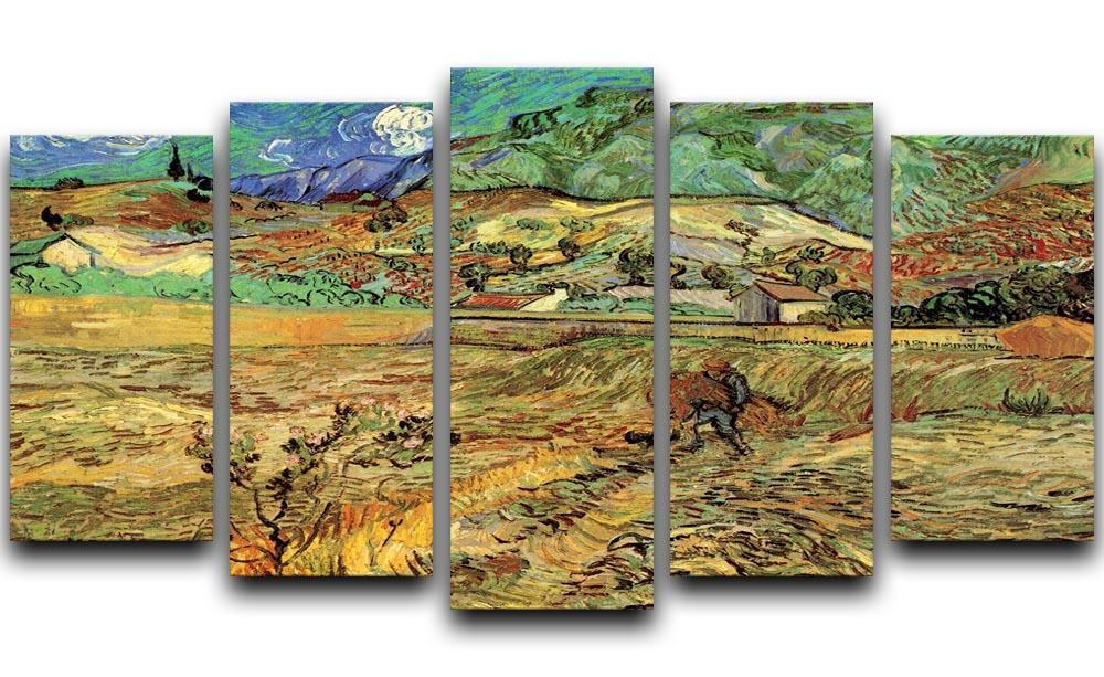 Enclosed Wheat Field with Peasant by Van Gogh 5 Split Panel Canvas  - Canvas Art Rocks - 1