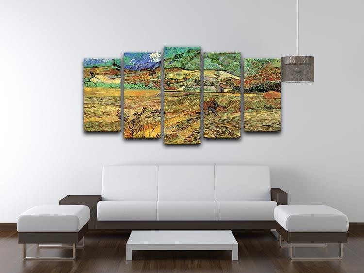 Enclosed Wheat Field with Peasant by Van Gogh 5 Split Panel Canvas - Canvas Art Rocks - 3