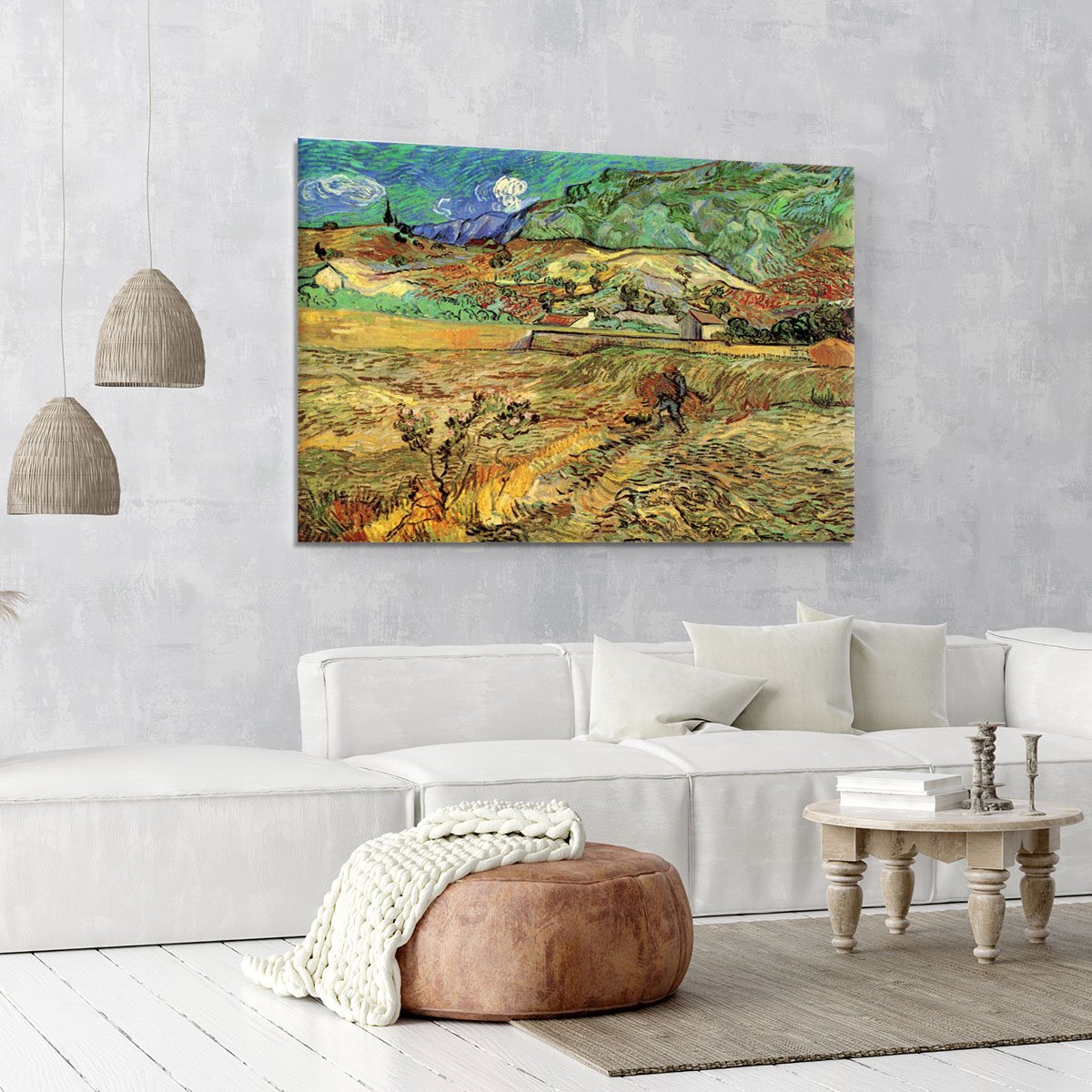 Enclosed Wheat Field with Peasant by Van Gogh Canvas Print or Poster