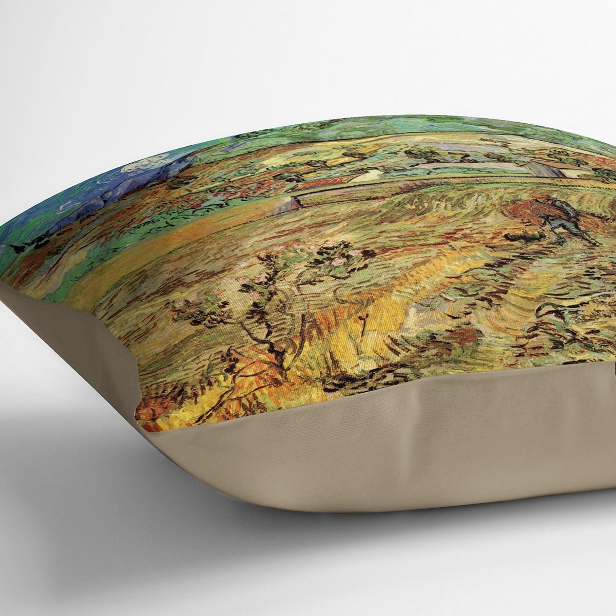 Enclosed Wheat Field with Peasant by Van Gogh Throw Pillow