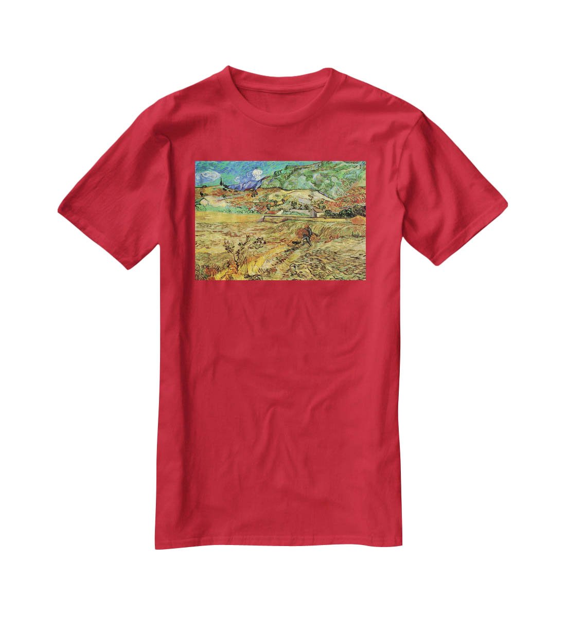 Enclosed Wheat Field with Peasant by Van Gogh T-Shirt - Canvas Art Rocks - 4