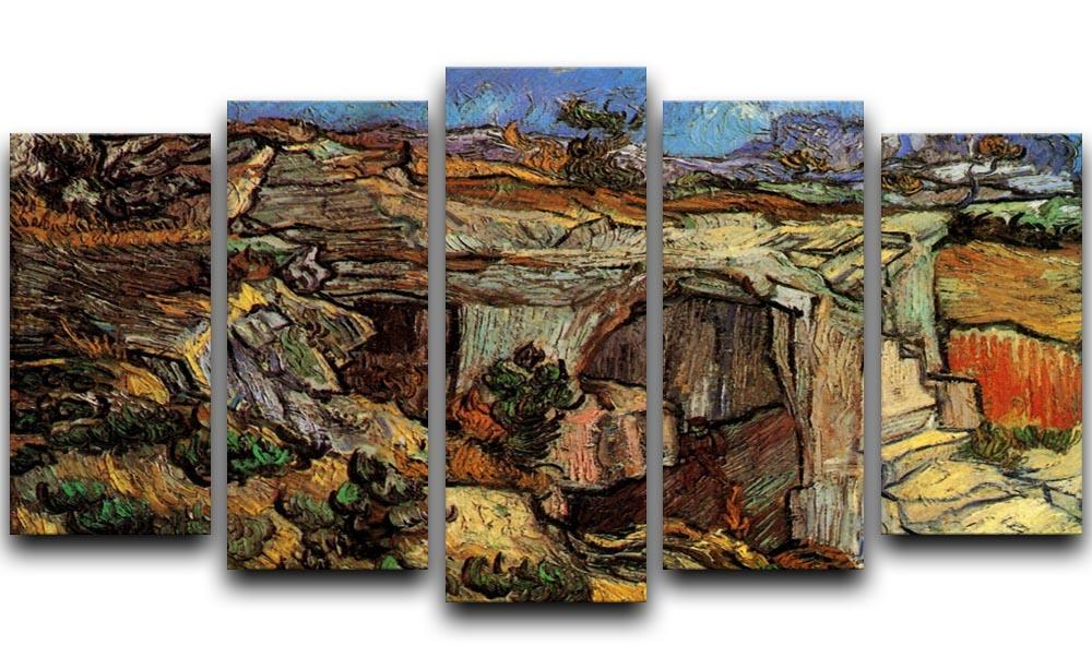 Entrance to a Quarry near Saint-Remy by Van Gogh 5 Split Panel Canvas  - Canvas Art Rocks - 1