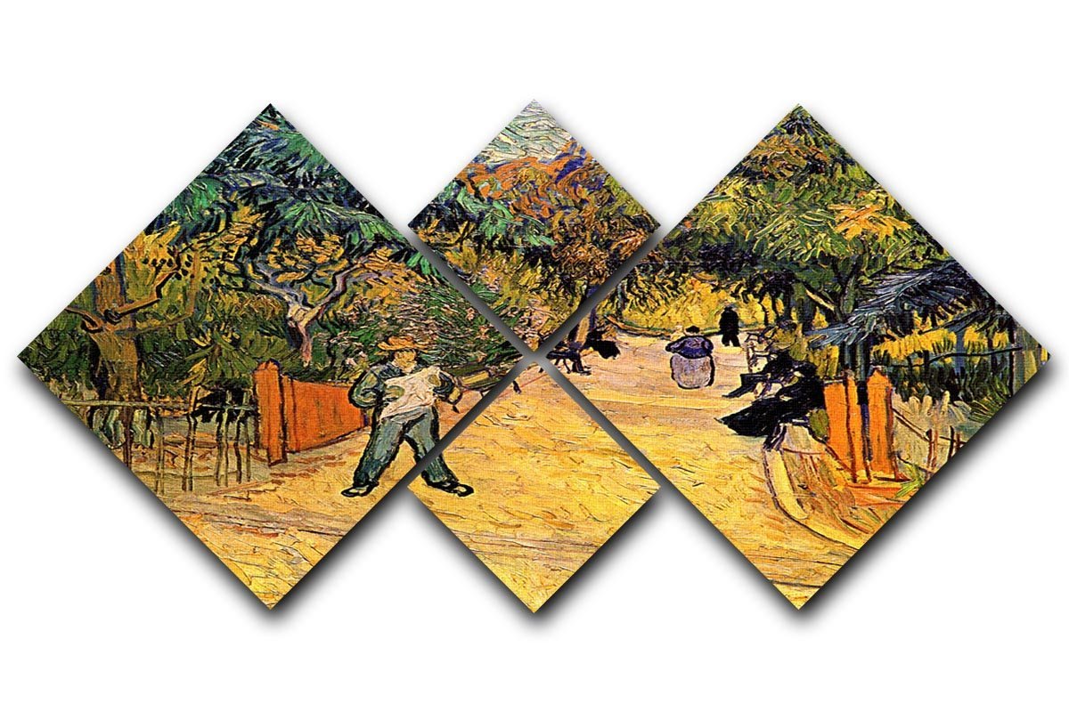 Entrance to the Public Park in Arles by Van Gogh 4 Square Multi Panel Canvas  - Canvas Art Rocks - 1