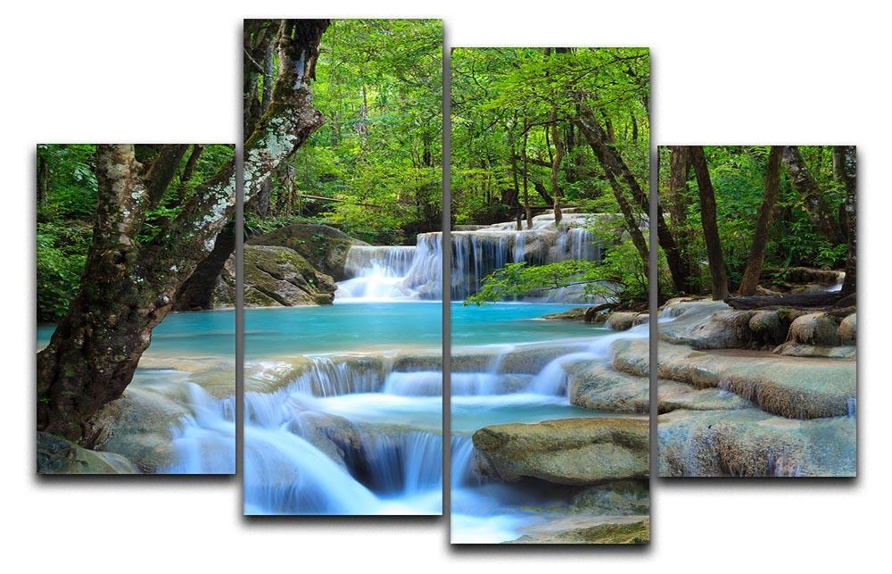 Erawan Waterfall 4 Split Panel Canvas  - Canvas Art Rocks - 1