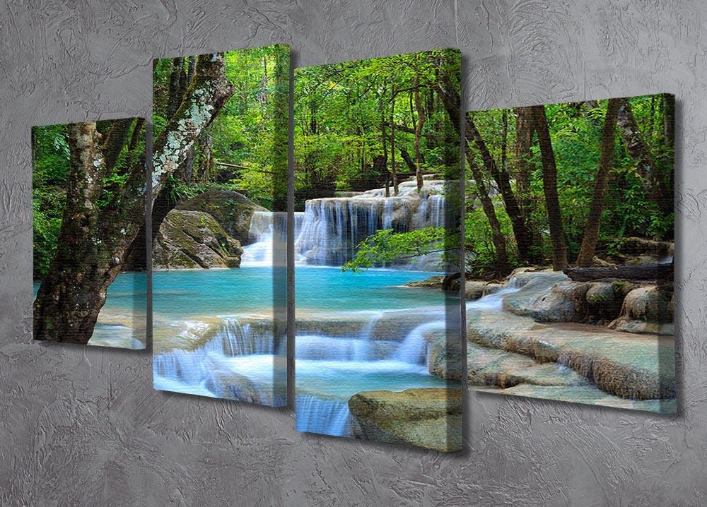 Erawan Waterfall 4 Split Panel Canvas  - Canvas Art Rocks - 2