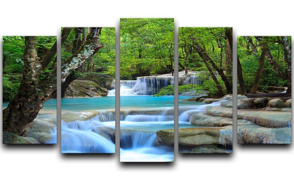 Erawan Waterfall 5 Split Panel Canvas  - Canvas Art Rocks - 1