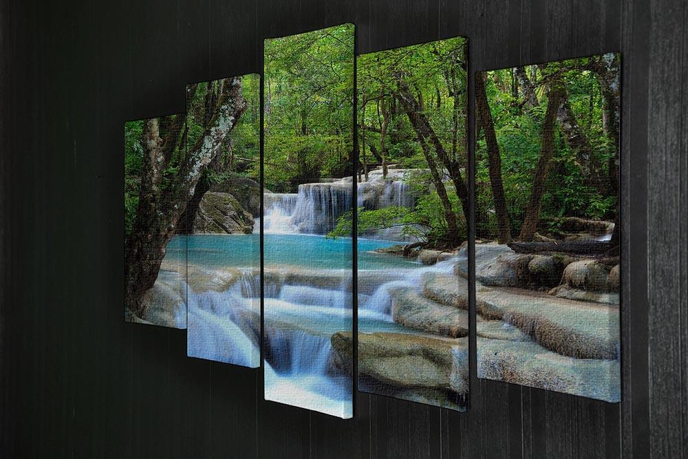 Erawan Waterfall 5 Split Panel Canvas  - Canvas Art Rocks - 2