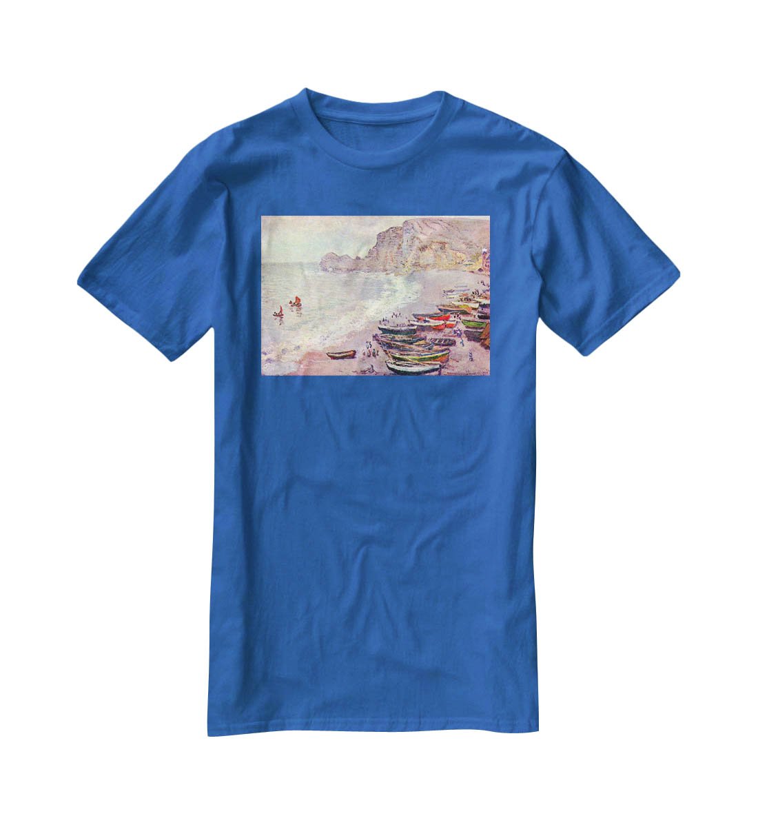 Etretat the beach and La Porte d'Amont by Monet T-Shirt - Canvas Art Rocks - 2