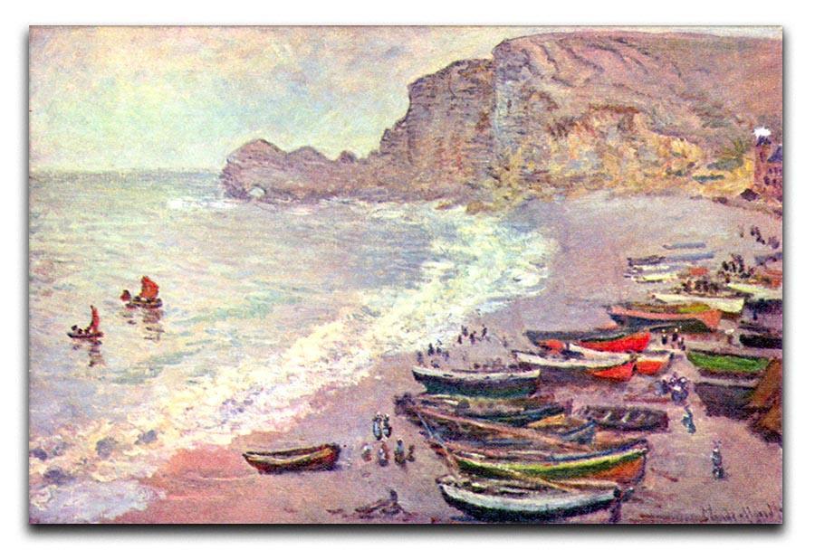 Etretat the beach and La Porte d'Amont by Monet Canvas Print & Poster  - Canvas Art Rocks - 1