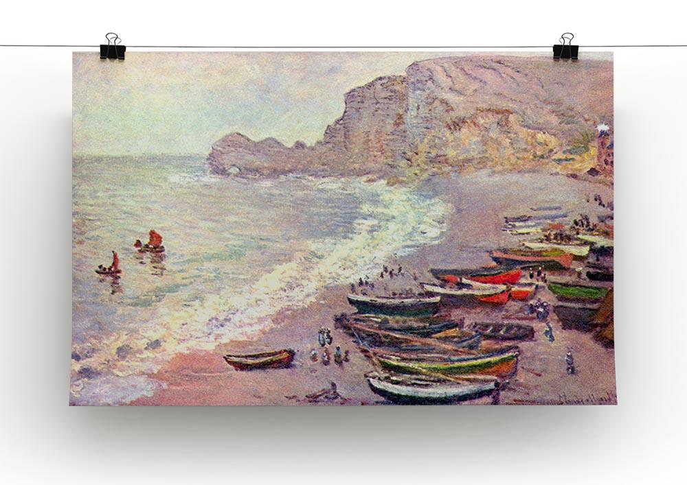 Etretat the beach and La Porte d'Amont by Monet Canvas Print & Poster - Canvas Art Rocks - 2