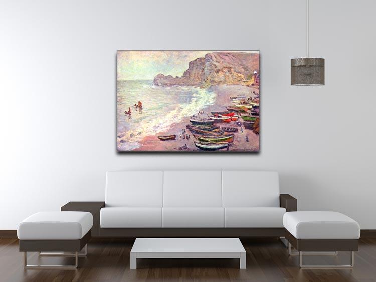 Etretat the beach and La Porte d'Amont by Monet Canvas Print & Poster - Canvas Art Rocks - 4