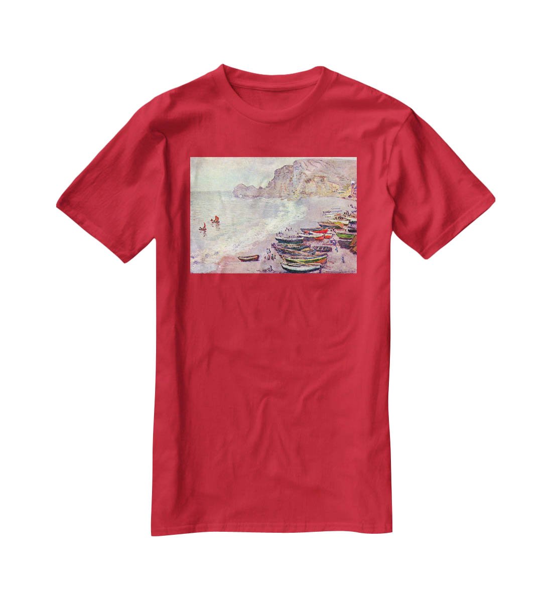 Etretat the beach and La Porte d'Amont by Monet T-Shirt - Canvas Art Rocks - 4