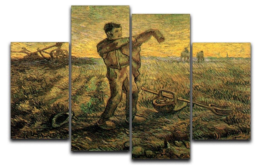 Evening The End of the Day after Millet by Van Gogh 4 Split Panel Canvas  - Canvas Art Rocks - 1