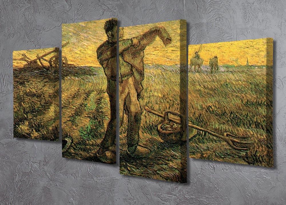 Evening The End of the Day after Millet by Van Gogh 4 Split Panel Canvas - Canvas Art Rocks - 2