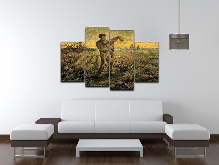 Evening The End of the Day after Millet by Van Gogh 4 Split Panel Canvas - Canvas Art Rocks - 3