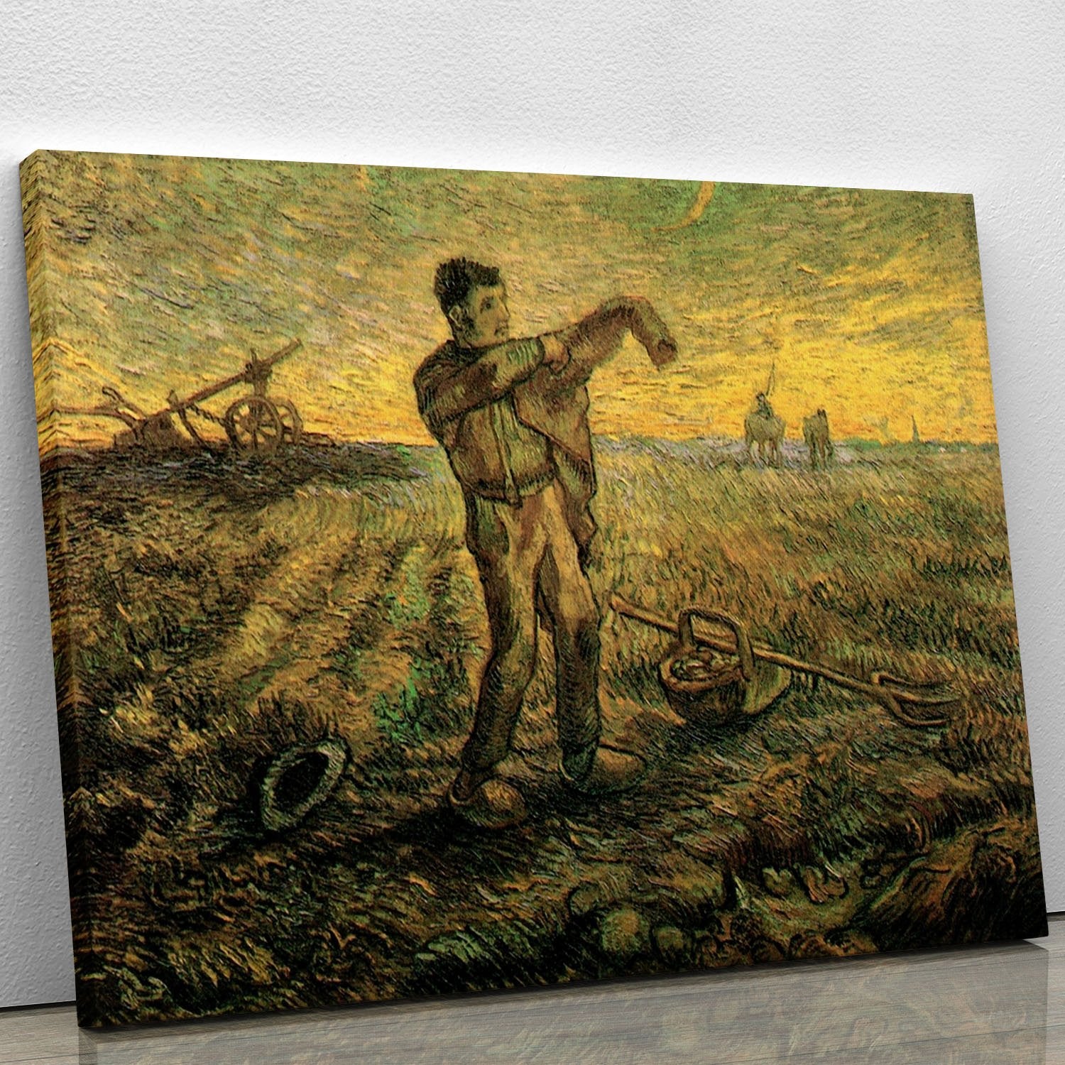 Evening The End of the Day after Millet by Van Gogh Canvas Print or Poster