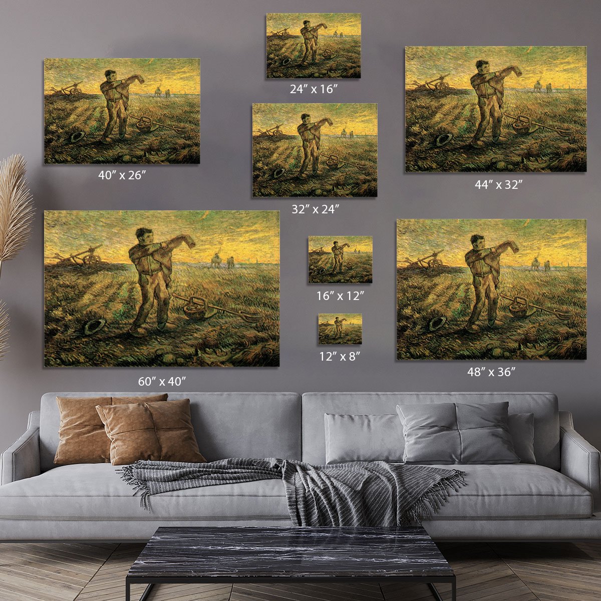 Evening The End of the Day after Millet by Van Gogh Canvas Print or Poster
