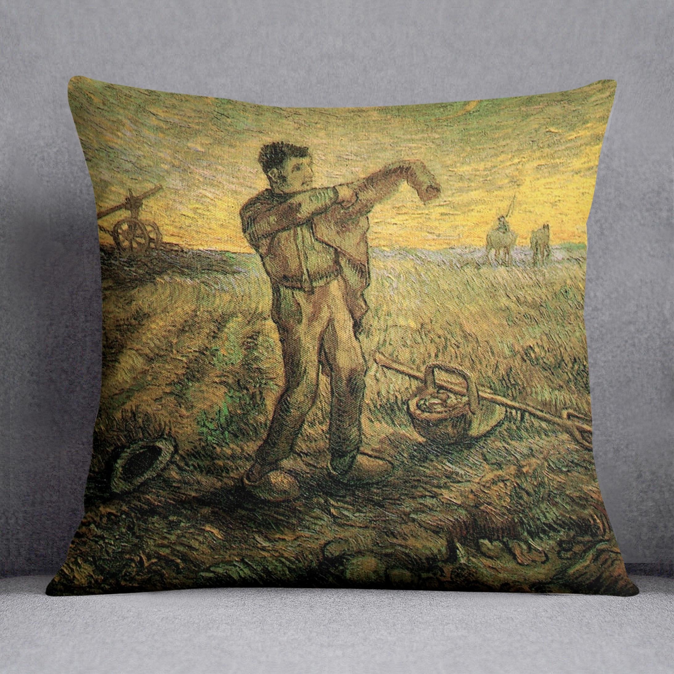 Evening The End of the Day after Millet by Van Gogh Throw Pillow