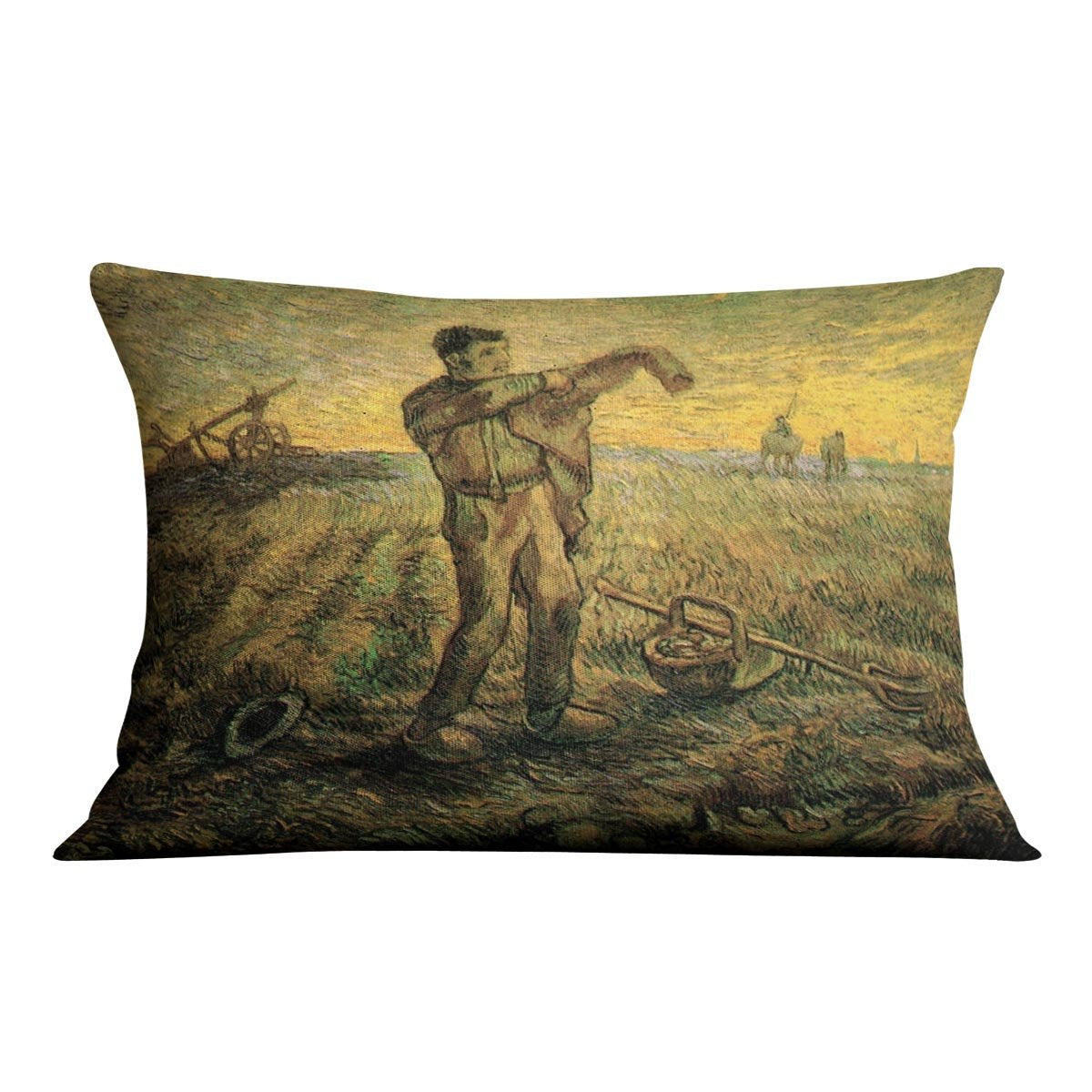 Evening The End of the Day after Millet by Van Gogh Throw Pillow