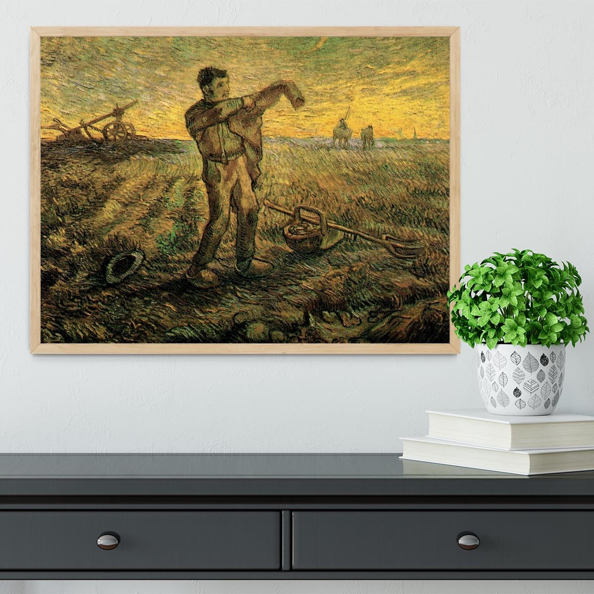 Evening The End of the Day after Millet by Van Gogh Framed Print - Canvas Art Rocks - 4