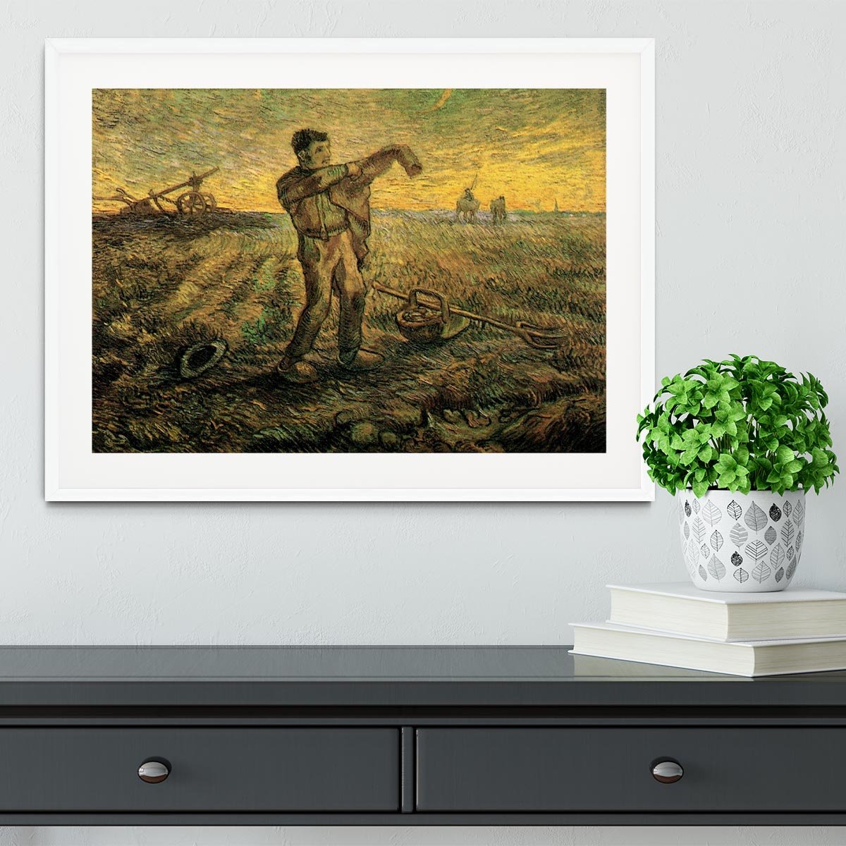 Evening The End of the Day after Millet by Van Gogh Framed Print - Canvas Art Rocks - 5