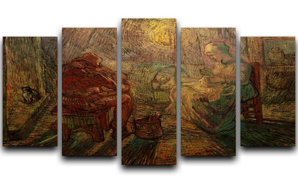 Evening The Watch after Millet by Van Gogh 5 Split Panel Canvas  - Canvas Art Rocks - 1