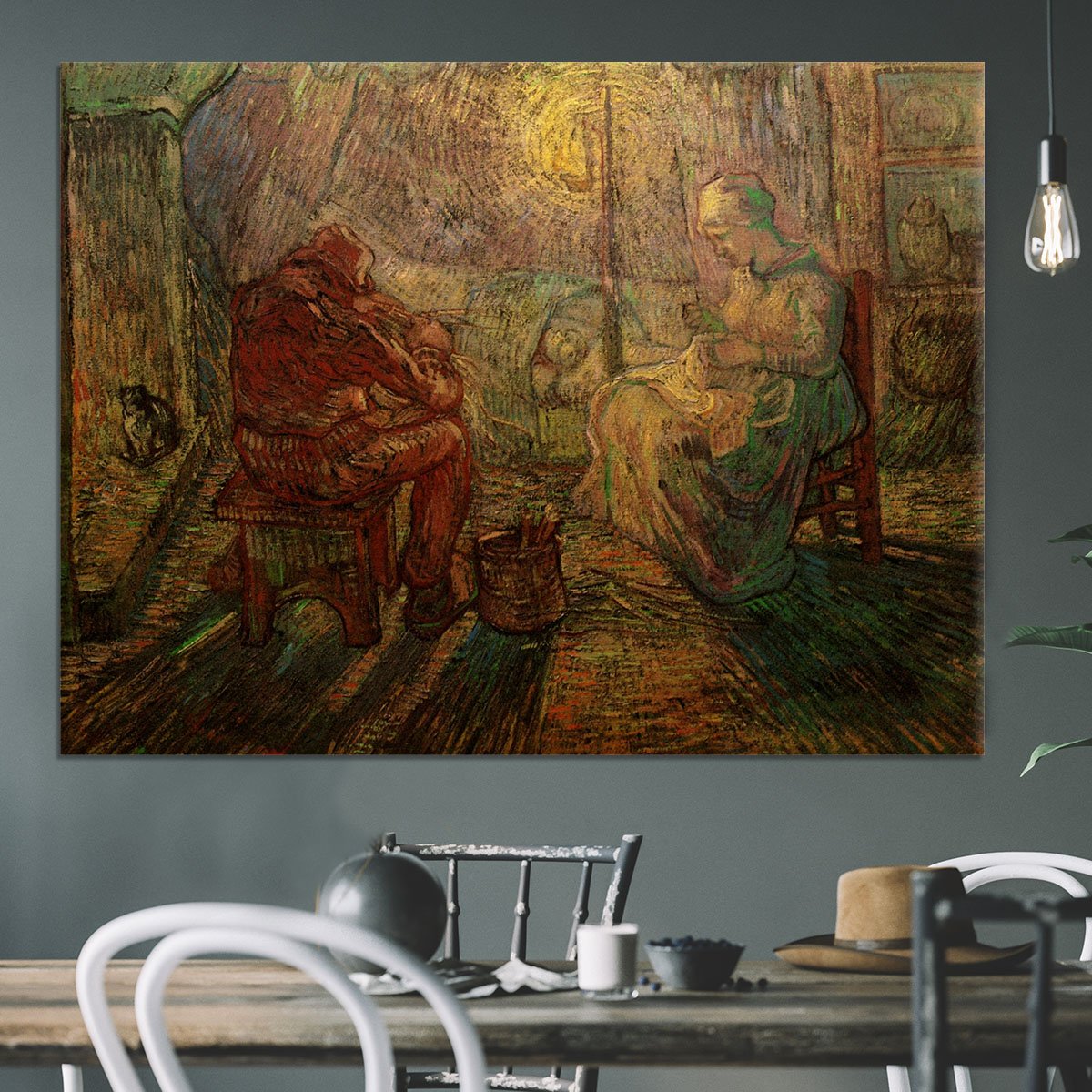 Evening The Watch after Millet by Van Gogh Canvas Print or Poster