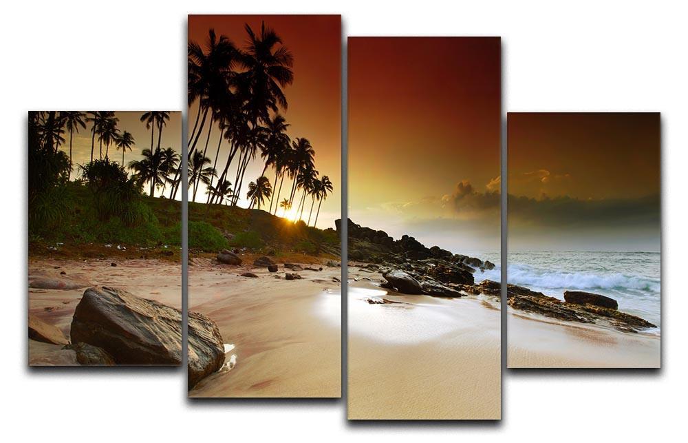 Extremely beautiful vivid sunrise 4 Split Panel Canvas - Canvas Art Rocks - 1