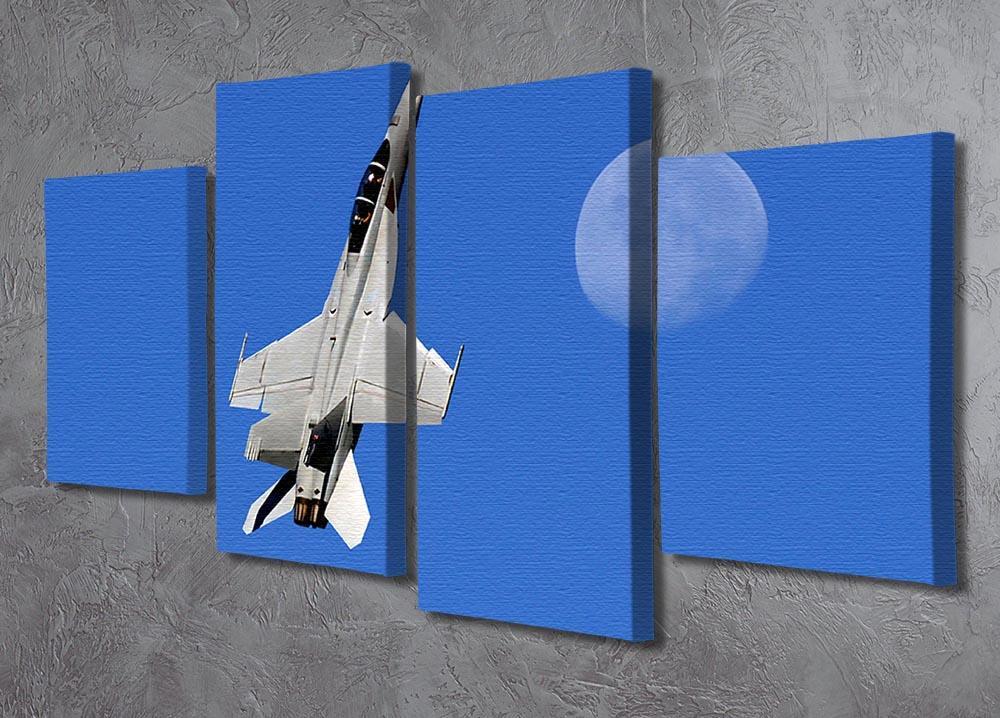 F-18 and the Moon 4 Split Panel Canvas  - Canvas Art Rocks - 2