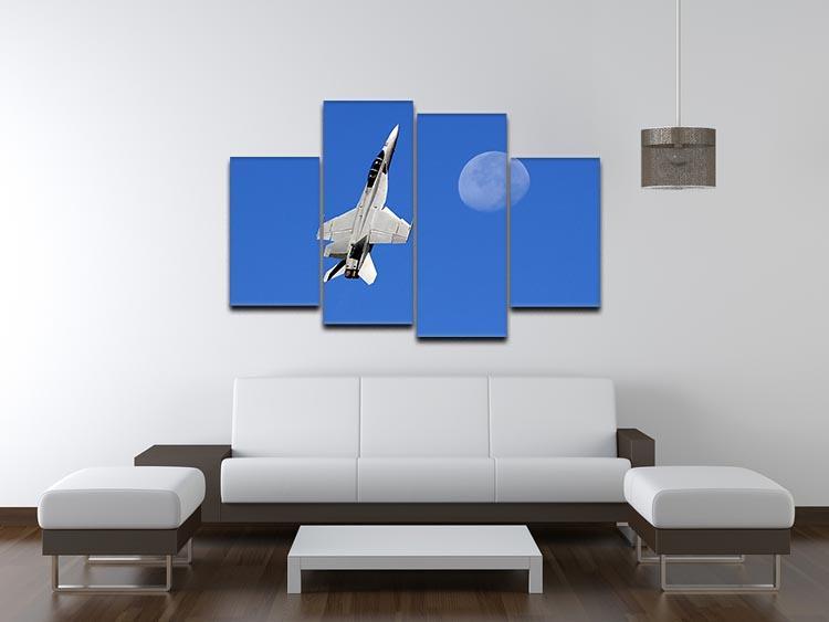 F-18 and the Moon 4 Split Panel Canvas  - Canvas Art Rocks - 3