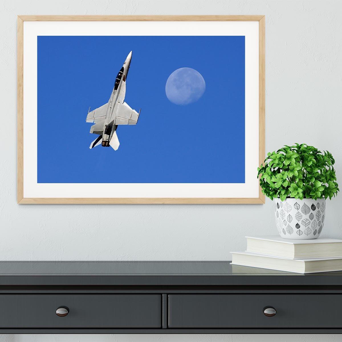 F-18 and the Moon Framed Print - Canvas Art Rocks - 3