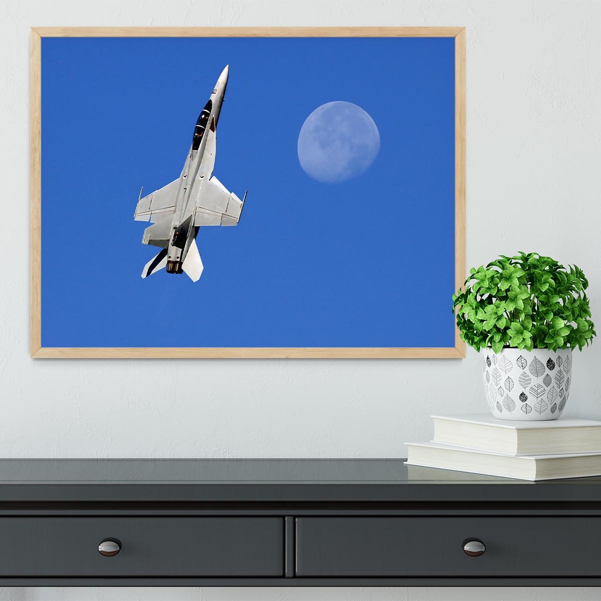 F-18 and the Moon Framed Print - Canvas Art Rocks - 4