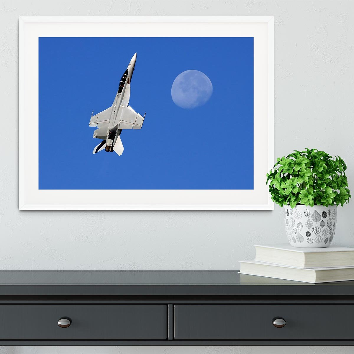 F-18 and the Moon Framed Print - Canvas Art Rocks - 5
