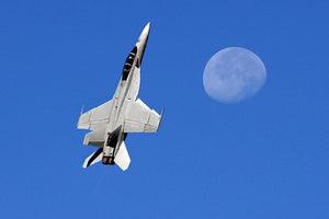 F-18 and the Moon Wall Mural Wallpaper - Canvas Art Rocks - 1