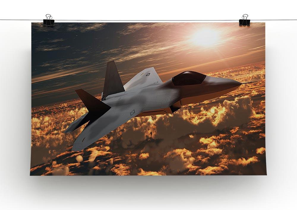 F22 Fighter Jet at Sunset Canvas Print or Poster - Canvas Art Rocks - 2