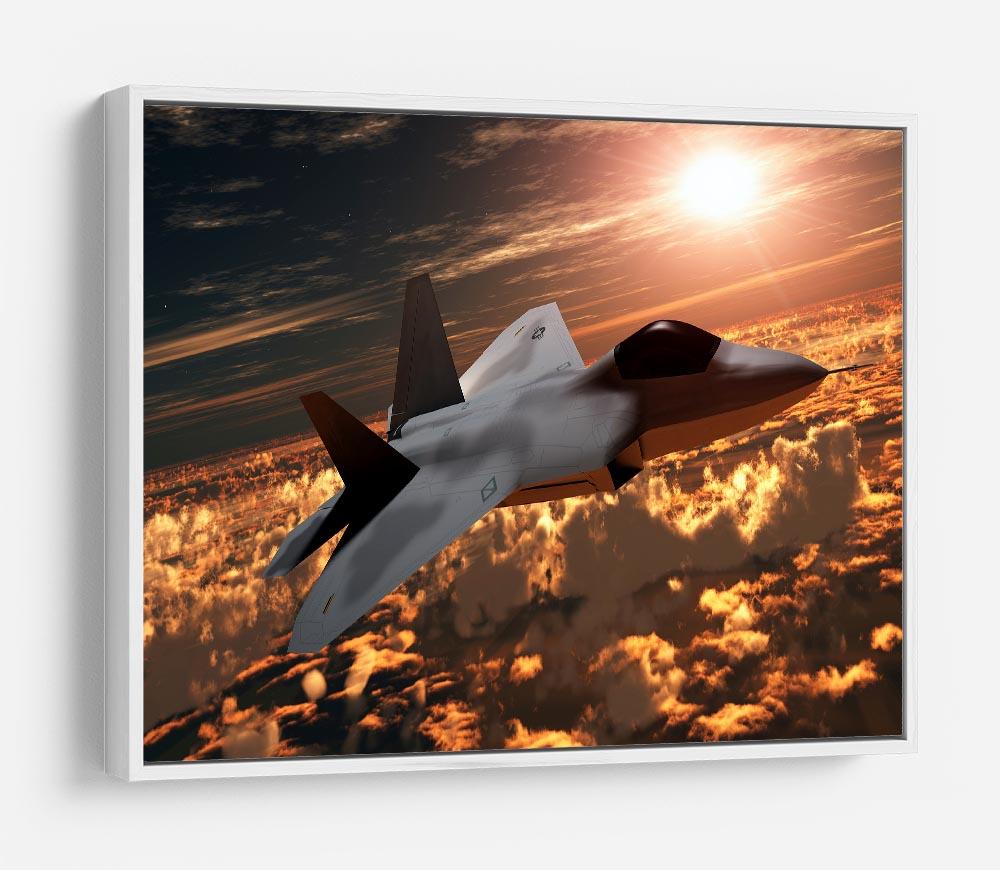 F22 Fighter Jet at Sunset HD Metal Print