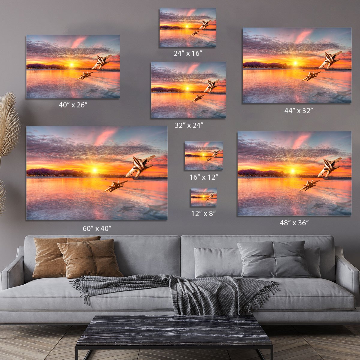 F 18 squadron over the sea Canvas Print or Poster