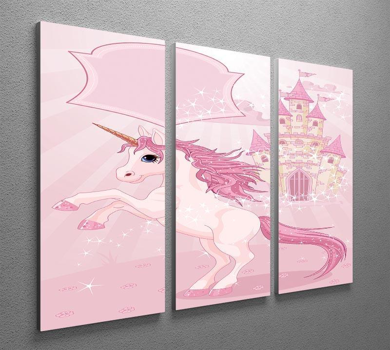 Fairy Tale Castle and Unicorn 3 Split Panel Canvas Print - Canvas Art Rocks - 2