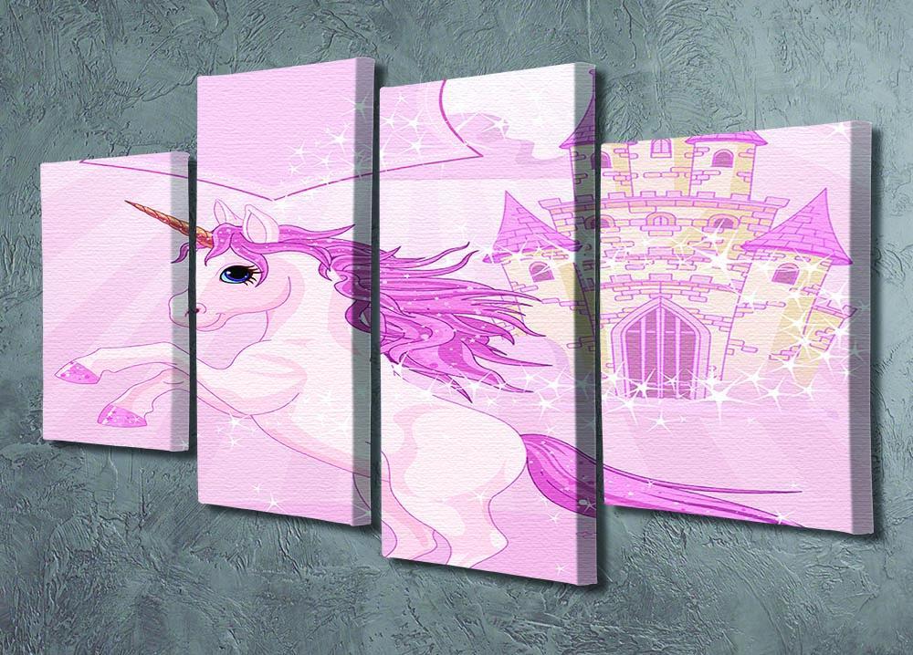 Fairy Tale Castle and Unicorn 4 Split Panel Canvas - Canvas Art Rocks - 2