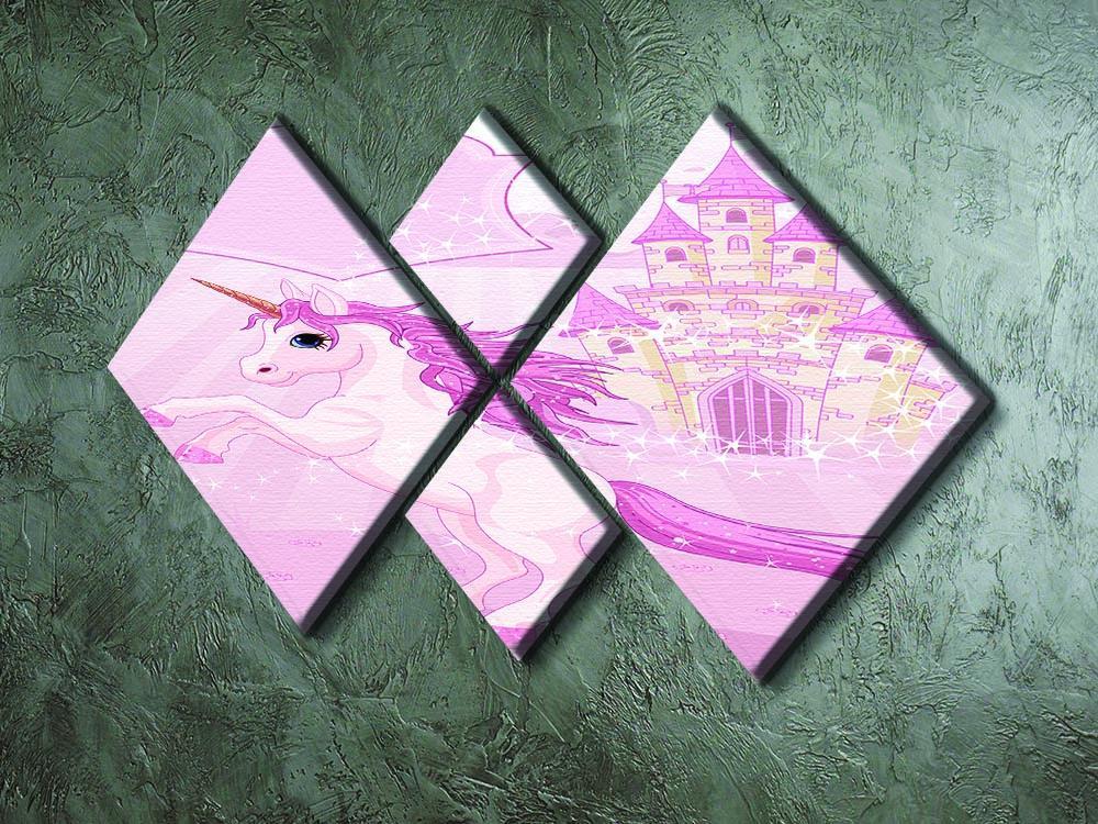 Fairy Tale Castle and Unicorn 4 Square Multi Panel Canvas - Canvas Art Rocks - 2